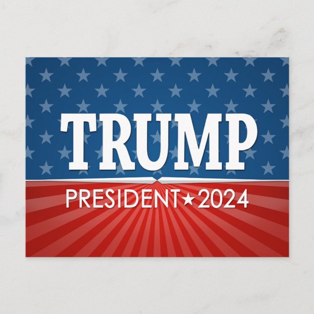Carte Postale Donald Trump - Président 2024 - étoiles et bandes (Devant)