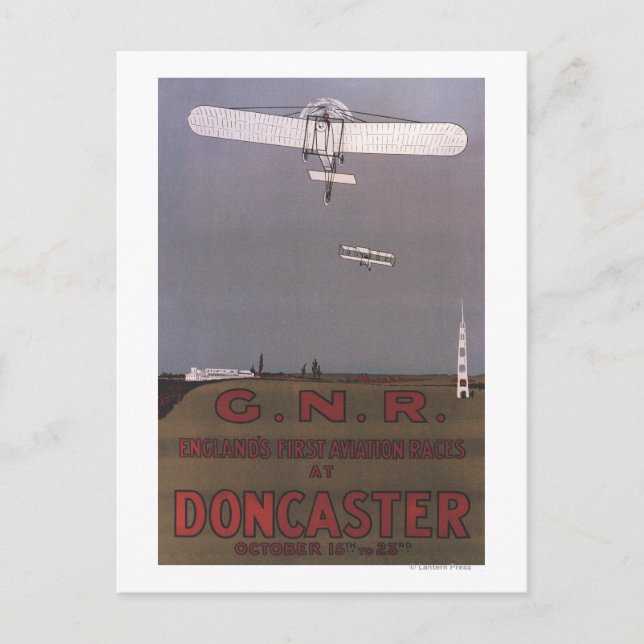 Carte Postale Doncaster, Angleterre - Premières courses aérienne (Devant)