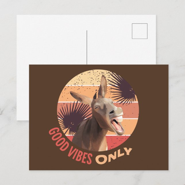 Carte Postale Donkey hurlant - Good Vibes seulement (Devant / Derrière)