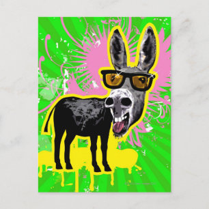 Carte Postale Donkey portant des lunettes de soleil