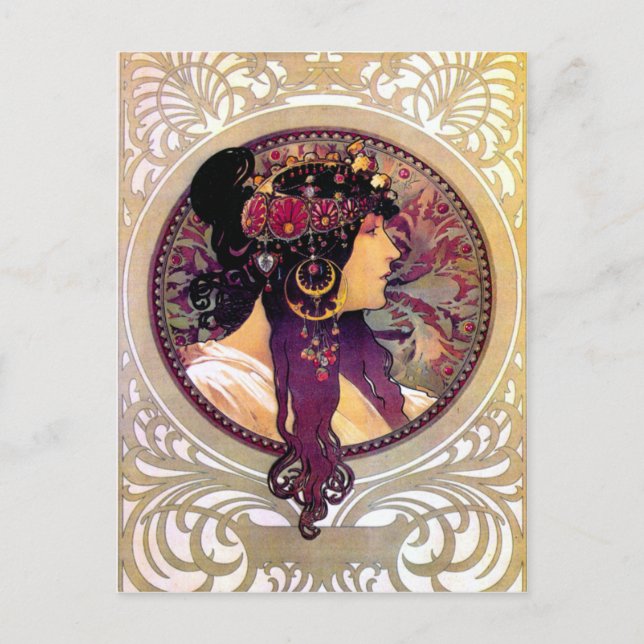 Carte Postale Donna Orechini par Alphonse Mucha (Devant)
