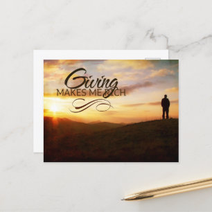 Carte Postale "Donner me rend riche" Motivation Affirmation
