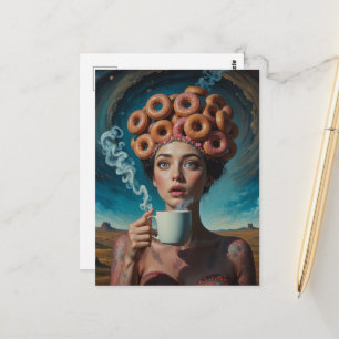 Carte Postale Donuts de petit-déjeuner surréalistes 
