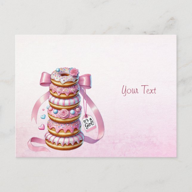 Carte postale Donuts Sprinkle Ruban Rose (Devant)