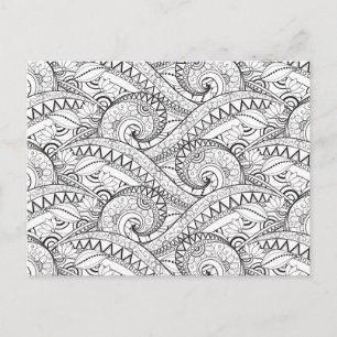 Carte Postale Doodle à motif floral détaillé