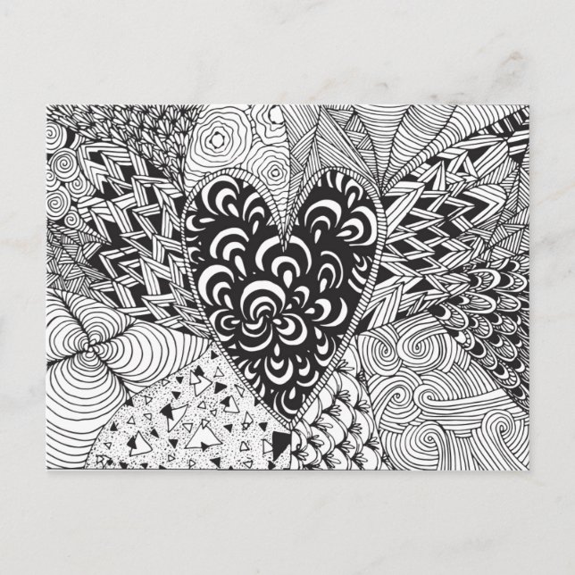 Carte Postale Doodle cardiaque inspiré (Devant)