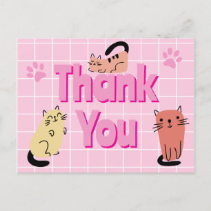 Carte Postale Doodle Cats Merci