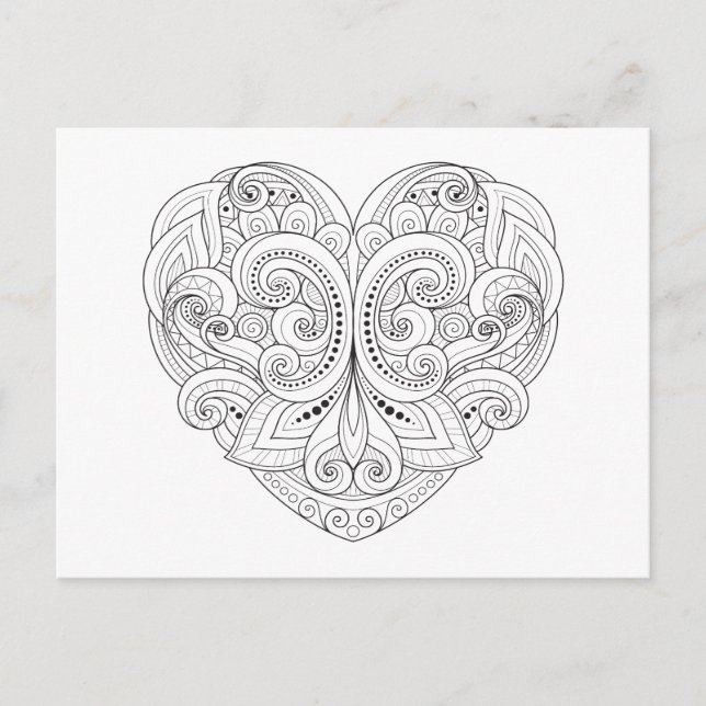 Carte Postale Doodle de cœur abstrait (Devant)