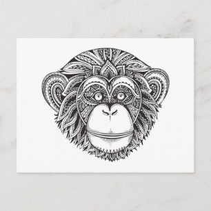Carte Postale Doodle de l'illusion du singe