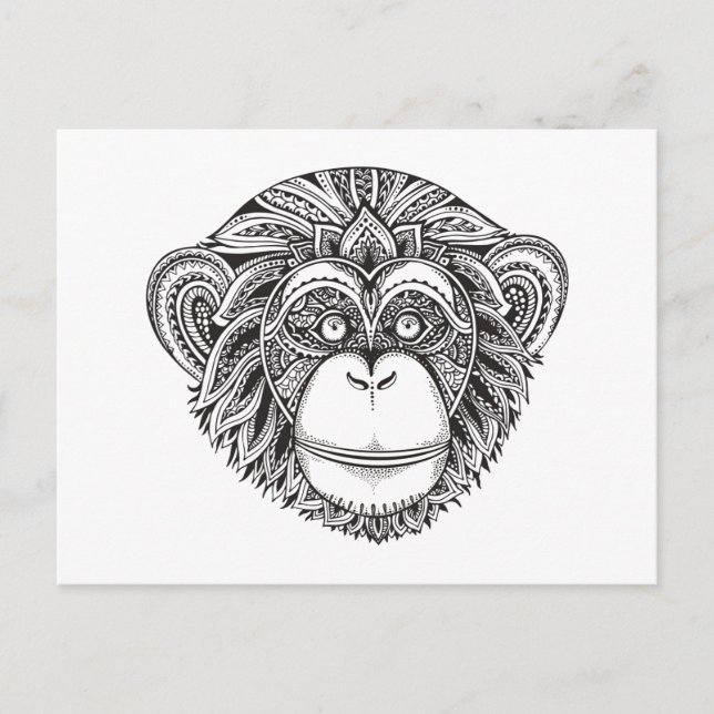 Carte Postale Doodle de l'illusion du singe (Devant)