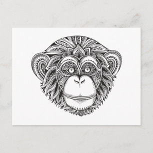 Carte Postale Doodle de l'illusion du singe