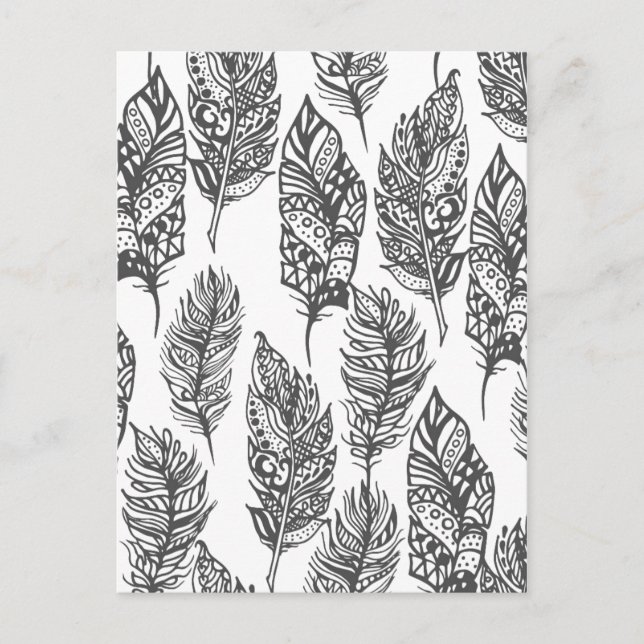 Carte Postale Doodle de plumes douces (Devant)
