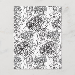 Carte Postale Doodle de poisson de gelée