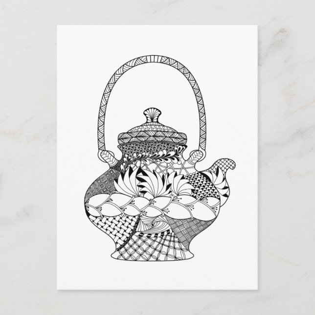 Carte Postale Doodle de théière (Devant)