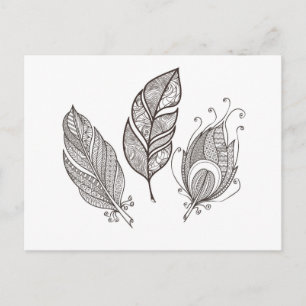 Carte Postale Doodle en plume complexe