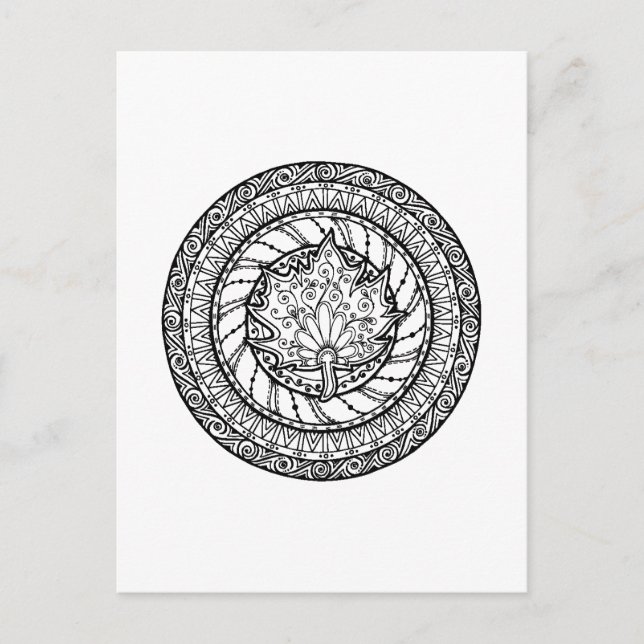 Carte Postale Doodle Feuille d'érable d'automne (Devant)