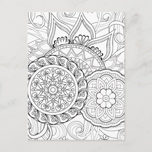 Carte Postale Doodle Flowers Et Mandalas (Devant)