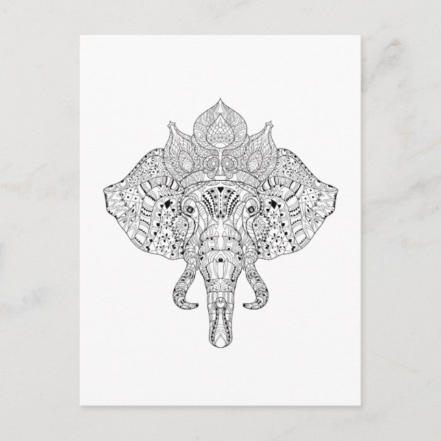 Carte Postale Doodle inspiré par la tête d'éléphant (Devant)