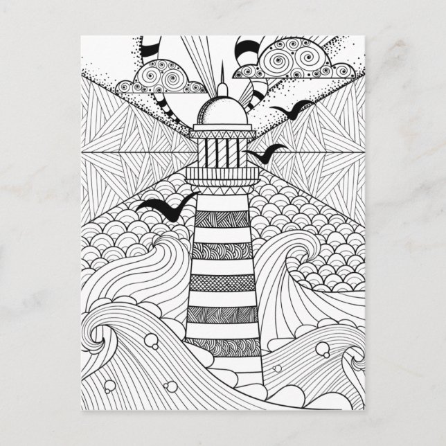 Carte Postale Doodle phare à main levée (Devant)