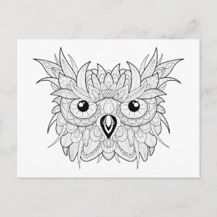 Carte Postale Doodle Portrait de chouette