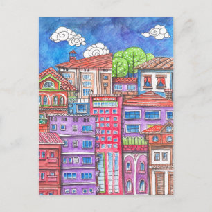 Carte Postale Doodle town.