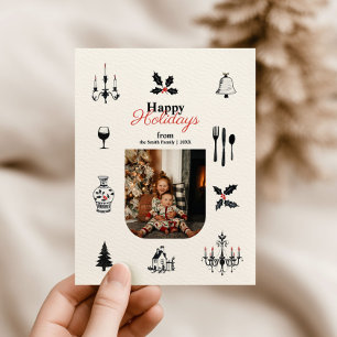 Carte Postale Doodles lunettes photo de famille de Noël