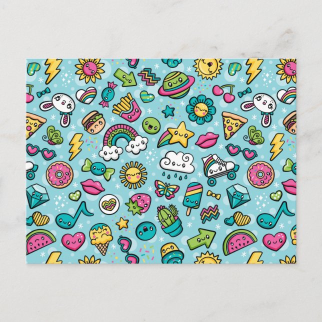 Carte postale Doodles totalement mignonne (Devant)