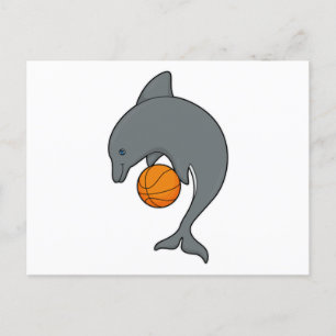 Carte Postale Dophin comme joueur de basket-ball avec basket-bal