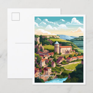 Carte Postale Dordogne France Illustration de voyage artisanale