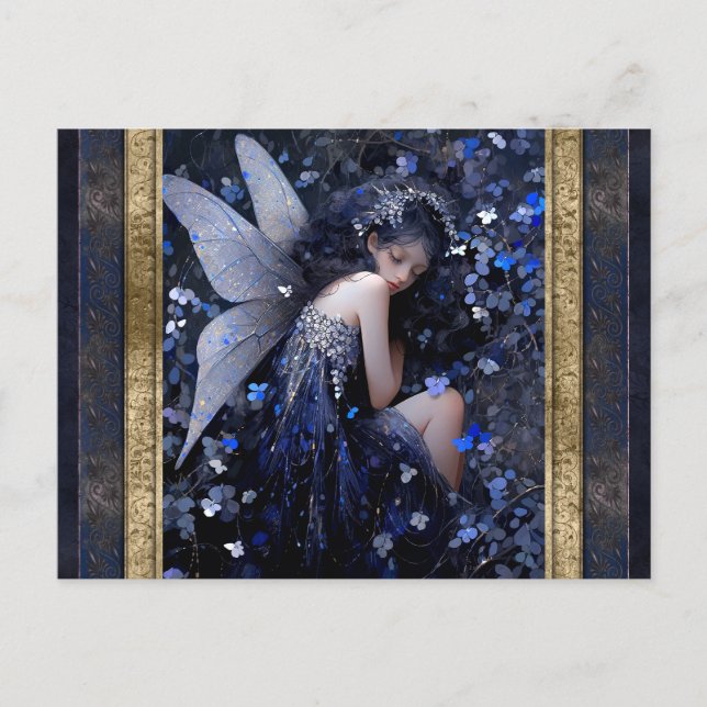 Carte Postale Dormir Blue Fairy Femme Imaginaire Art (Devant)
