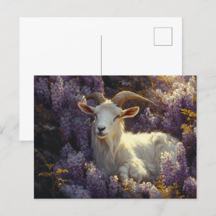 Carte Postale Dormir de bélier dans les fleurs à la Wisteria