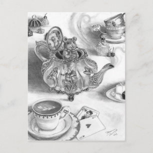 Carte Postale Dormouse Postcard Alice à Wonderland Postcard