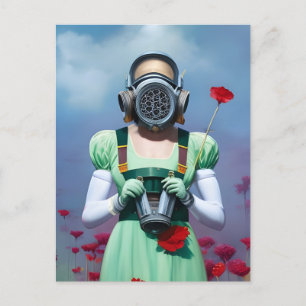 Carte Postale Dorothy dans un masque à gaz dans les pavots
