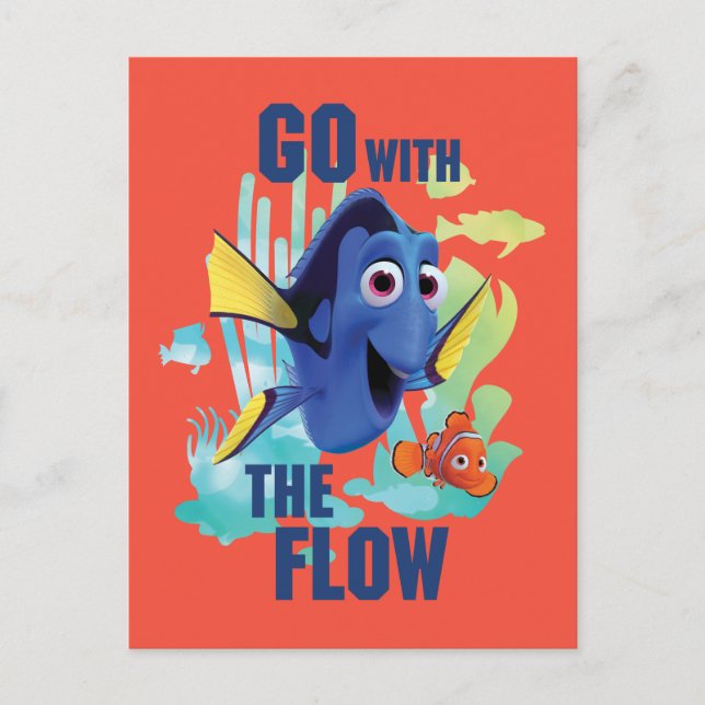 Carte Postale Dory & Nemo | Aller avec le graphique de l'aquarel (Devant)