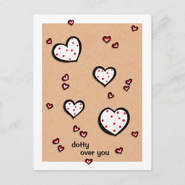 Carte Postale Dotty Hearts kraft Dotty Over You Postcard (Devant)