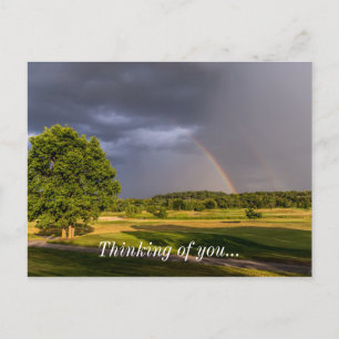 Carte Postale Double arc-en-ciel par pluie