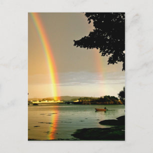 Carte postale Double arc-en-ciel sur l'eau