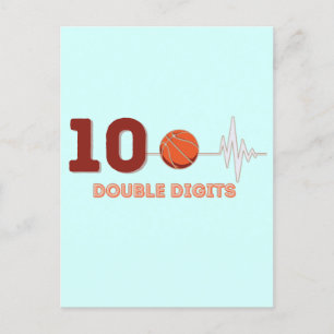 Carte Postale Double Chiffres Garçon Anniversaire 10 Ans Basketb