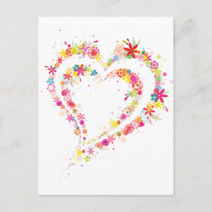 Carte Postale Double coeur à fleurs