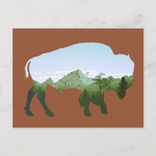 Carte Postale Double exposition de bison