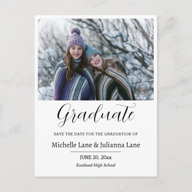Carte Postale Double Graduation Enregistrer La Photo Date (Devant)