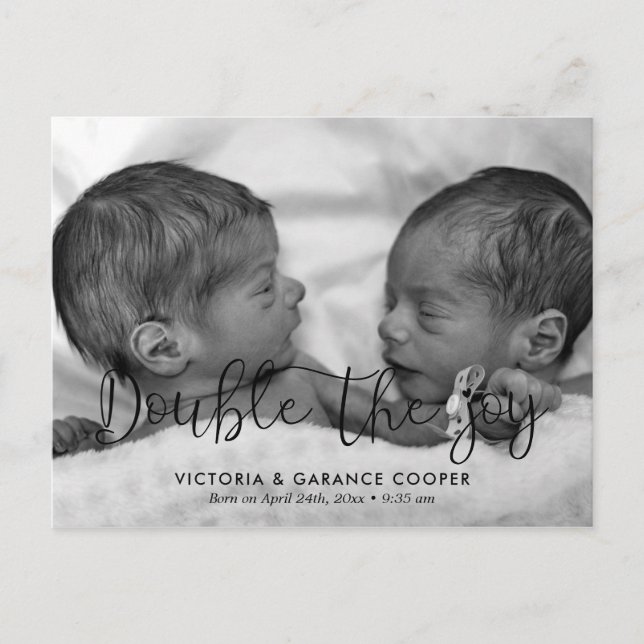 Carte Postale Double la joie jumelle photo de naissance faire-pa (Devant)