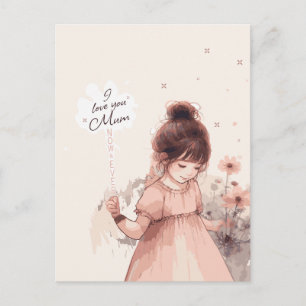 Carte Postale Douce Fille Amour Maman