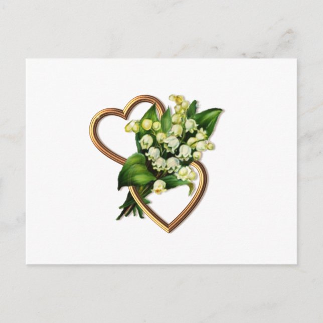 Carte Postale Douce Lily de la Vallée avec deux Coeurs (Devant)