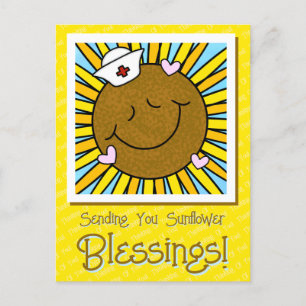 Carte Postale Douce Souriante infirmière de tournesol Se Bien Bi