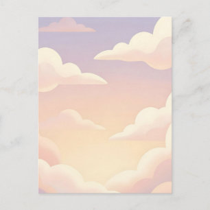 Carte Postale Douces Nuages Rêveurs Ciel Lavande Rose Pastel