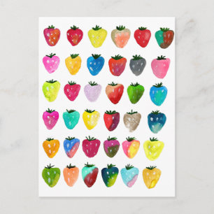 Carte Postale Douceur fraise mignonne aquarelle de fruit mignon