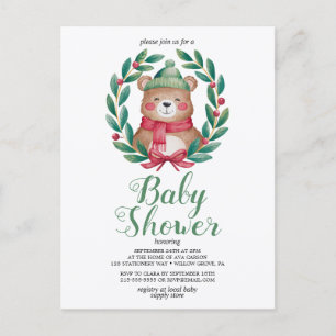 Carte Postale douche à l'aquarelle de l'ours mignon