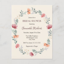 Douche de mariage élégante aux fleurs sauvages aqu