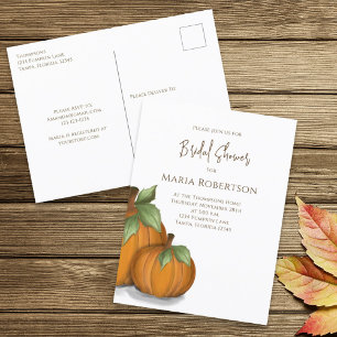 Carte Postale Douche de Mariée Automne Élégant Citrouilles Migno
